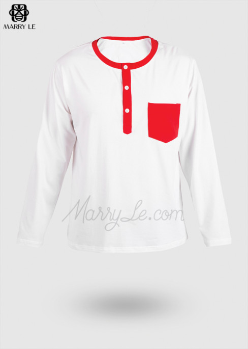 LONG SLEEVES T-SHIRT WITH RED POCKET - MD417