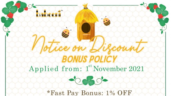 Notice * Change in policy of discount/bonus  